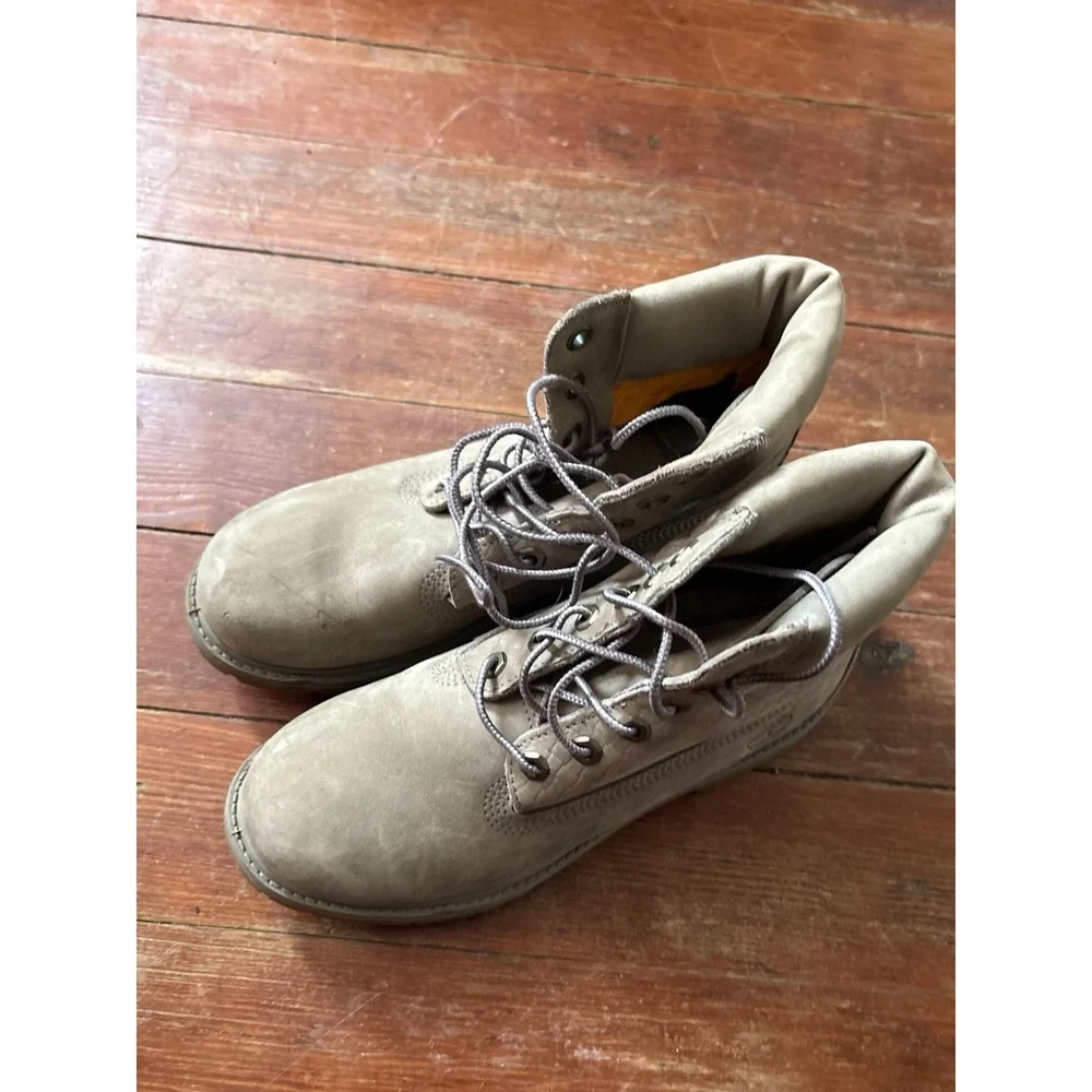 Timberland Premium 6 Inch Women's 7 M Waterproof Boots Gray Nubuck Leather